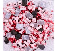 LEBERY Candy Eyeballs Edible Eyes Halloween Sprinkle Skull Dog Bones Sprinkles Candy Eyes Black Red Sprinkle Edible Eyeballs Skull Cake Decorations for Halloween Cake Cupcakes Cookie - 3.35 OZ