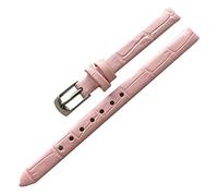 LEBINA Watch Accessories Women's Girls Vintage Watch Strap Leather Strap 8mm 10mm Rose Gold Pin Buckle, Silver Pink, 8mm