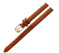 LEBINA Watch Accessories Women's Girls Vintage Watch Strap Leather Strap 8mm 10mm Rose Gold Pin Buckle, Rose Lightbrown, 8mm