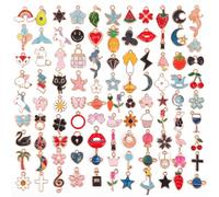 LEBKFT 100 PCS Bulk Alloy Charms and Pendants for Jewellery Making, Drip Enamel Paint Charms for DIY Bracelets Necklaces Earrings Keyrings(Random Style)