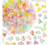 LEBKFT 100 Pcs Mini Luminous Resin Animals Mixed, Tiny Glow in The Dark Multi-Styles Animal Figurines for Aquarium Bonsai Decor Micro Landscape Dollhouse Decoration and DIY Crafts