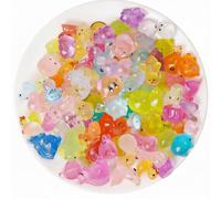 LEBKFT 100 Pcs Mini Resin Animals Glow in The Dark, Tiny Luminous Animal Figures Collection for Fairy Garden Dollhouse Aquarium Micro Landscape Marine Series Decor (A)