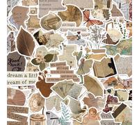LEBKFT 100 Pcs Vintage Aesthetic Scrapbook Stickers, Waterproof Vinyl Stickers for Journals Planners Scrapbooking and DIY Crafts Laptops Junk Diary Designs Decoration for Teens and Adults (Type A)