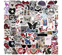 LEBKFT 100 PCS Y2K Aesthetic Downtown Girl Stickers Pack, Red and Black Waterproof Vinyl Sticker Cool Trendy Stickers for Laptop Water Bottle Skateboard Decoration Card Making DIY Paper Crafts
