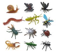 LEBKFT 12 PCS Mini Beasts Figures, Realistic Plastic Bugs Models Insect Collection for Science Projects Miniature Animals for Micro Landscape DIY Crafts & Home Decoration (Medium)