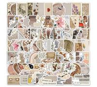 LEBKFT 120 Pcs Vintage Aesthetic Scrapbook Stickers, Waterproof Vinyl Stickers for Journals Planners Scrapbooking and DIY Crafts Laptops Junk Diary Designs Decoration for Teens and Adults (Type C)
