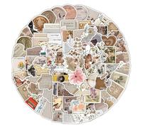 LEBKFT 120 Pcs Vintage Scrapbook Stickers, Waterproof Vinyl Stickers for Journals Planners and DIY Crafts Aesthetic Stickers for Scrapbooking Junk Journals and Decoration (Retro)