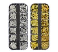 LEBKFT 2 Boxes Nail Art Studs, 3D Nail Charms Set Ocean Series and Sky Series Metal Nail Beads for Making Nail Art and DIY Crafts Nail Accessories (Sky Series)