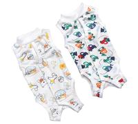 LEBKFT 2 Pack Cat Recovery Suit, Breathable Soft Cat Surgery Recovery Suit for Spaying Neutering Abdominal Wounds or Skin Diseases Anti-Licking Cat Bodysuit Elizabethan Collar Alternative (S)
