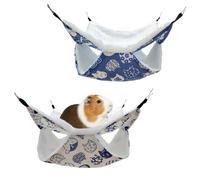 LEBKFT 2 Pack Pet Rat Hammock, Double Layer Small Animal Hanging Bed Accessories for Cage Soft Plush Rat Hammock for Sugar Glider Hedgehog Hamster Ferret Chinchilla Playing Sleeping (Blue White)