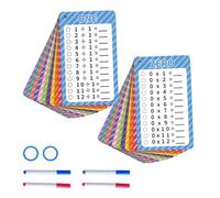 LEBKFT 2 Set Times Tables Multiplication and Division Flash Cards 0-12 with 4 Dry Erase Pens, Math Games for Kids Reusable Educational Math Flashcards for 1st to 3rd Grade (Multicolored, One Size)