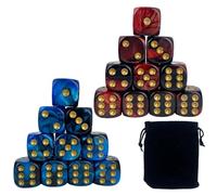LEBKFT 20 PCS 6 Sided Acrylic Dice Set, 16mm Standard D6 Dice with Gold Point Red Black and Blue Black Colors for Board Games Table Games Math Learning Classic Gaming Activities (A) (A)