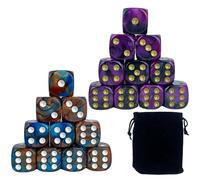 LEBKFT 20 PCS 6 Sided Acrylic Dice Set, 16mm Standard D6 Dice with Gold Point Red Black and Blue Black Colors for Board Games Table Games Math Learning Classic Gaming Activities (A) (B)