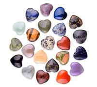 LEBKFT 20 Pcs Crystals and Gemstones Set, Random Color Mixing Polished Healing Stones for Meditation Reiki Chakra Stones Energy Balancing Unique Crystal Gifts for Women and Beginners (Heart)