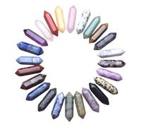 LEBKFT 20 Pcs Healing Crystals Set, Random Color Mixing Gem Stones and Crystals Wands for Reiki Meditation Chakra Stones Balancing Gemstones Collection and DIY Crystal Gifts (Double Pointed Hexagonal)