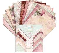 LEBKFT 24 Sheets Floral Scrapbook Paper, 12 Designs Flowers Patterned Decorative Cardstock Pads Scrapbooking Supplies for Scrapbookers Card Making DIY Crafts Journaling and Decoupage (Type B)