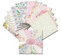 LEBKFT 24 Sheets Floral Scrapbook Paper, 12 Designs Flowers Patterned Decorative Cardstock Pads Scrapbooking Supplies for Scrapbookers Card Making DIY Crafts Journaling and Decoupage (Type A)