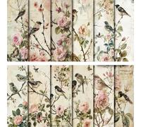 LEBKFT 24 Sheets Floral Scrapbook Paper, 12 Designs Flowers Patterned Decorative Cardstock Pads Scrapbooking Supplies for Scrapbookers Card Making DIY Crafts Journaling and Decoupage (Vintage)