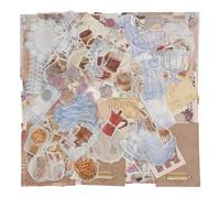 LEBKFT 260pcs Vintage Scrapbooking Stickers Pack, Aesthetic DIY Retro Journaling Supplies Kit with Washi Stickers and PET Stickers Junk Journal Paper for Bullet Journals Art Craft Decoration (Type A)