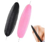 LEBKFT 2pcs African Net Sponge with Pull Cord, Exfoliating Bath Net Sponges for Deep Cleaning and Gentle Skin Scrub Stretchy Back Scrubber Loofah for Shower Body Care Skin Cleaning (Pink & Black)
