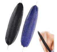 LEBKFT 2pcs African Net Sponge with Pull Cord, Exfoliating Bath Net Sponges for Deep Cleaning and Gentle Skin Scrub Stretchy Back Scrubber Loofah for Shower Body Care Skin Cleaning (Blue & Black)