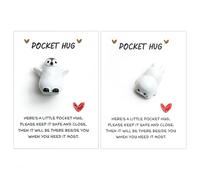 LEBKFT 2Pcs Cute Pocket Hug Gift, Mini Penguin and Seal Keepsake with Encouragement Card Pocket Hugs Sentimental Token for Friends Lovers Birthday Wedding Long Distance Support (Combination A)