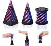 LEBKFT 3 Pcs 3D Printed Spiral Cone Fidget Toys, Impossible 3D Spiral Pyramid Fidgets for Stress Relief and Focus Sensory Toys for Adults and Kids Home Office Desk Decoration Gifts (Type A)