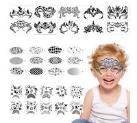 LEBKFT 32 Pcs Face Painting Stencils, Reusable Paint Stencils Set for Children's and Adults' Face Templates DIY Accounting and Holiday Party Makeup Painting Templates