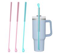 LEBKFT 3pcs Silicone Straw Cleaner Brush Set, Extra Long Bendable Bottle Brush with Steel Core for Deep Clean of Stanley Cup & Water Bottles Food Grade Reusable Straw Cleaner, 6mm + 9mm