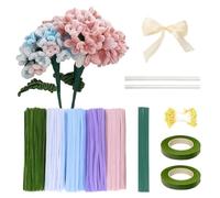 LEBKFT 400 PCS Pipe Cleaners for Craft Flowers,Tulip Bouquet DIY Kit with Chenille Stems Fuzzy Sticks and Floral Wires Flower Craft Kit for DIY Art Flower and Home Decorations (Five Color Series)