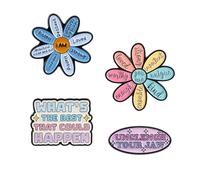 LEBKFT 4PCS Positive Affirmation Enamel Pins,Inspirational Daisy Quote Pin Badges for Self Love Mental Health Gifts Cute Flower Enamel Pins for Backpacks Jackets Bags Motivational Gifts for Women Men