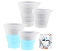 LEBKFT 4PCS Silicone Laundry Dosing Ball for Liquid Detergent, Foldable Measuring Cups with Clear Scale 50ml 100ml Reusable Laundry Liquid Detergent Dispenser for Washing Machine Baking Labs Crafts