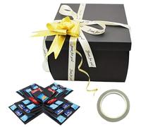 LEBKFT 5 Layer DIY Explosion Gift Box, Snack Surprise Box with Ribbon and Tape Creative Scrapbooking Boxes Photo Gifts for Anniversary Birthday Wedding Valentine's Day Gifts Explosion Boxes (BLACK B)