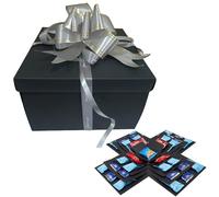 LEBKFT 5 Layer DIY Explosion Gift Box, Snack Surprise Box with Ribbon and Tape Creative Scrapbooking Boxes Photo Gifts for Anniversary Birthday Wedding Valentine's Day Gifts Explosion Boxes (BLACK A)