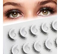 LEBKFT 5 Pairs Pre Glued Eyelashes, Self Adhesive Lashes No Glue Needed Pre Glued Wispy False Lashes Reusable for Natural Look Fine Natural Lashes Beginner-Friendly