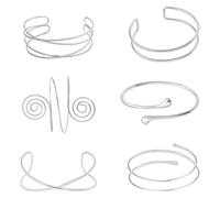 LEBKFT 6Pcs Gold/Silver Arm Cuff Set for Women, Adjustable Coil Upper Arm Bracelet Stylish Boho Armband Jewelry for Everyday Wear and Special Occasions (Silver)