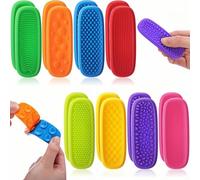 LEBKFT 8 Pcs Fidget Toys Sensory Stone for Adults, Sensory Strips with Suction Cups Textured Silicone Fidget Toy for Autism ADHD Anxiety Relief Worry Stones Toys for Classroom and Travel (Type A)