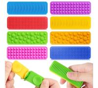LEBKFT 8 Pcs Fidget Toys Sensory Stone for Adults, Sensory Strips with Suction Cups Textured Silicone Fidget Toy for Autism ADHD Anxiety Relief Worry Stones Toys for Classroom and Travel (Type B)