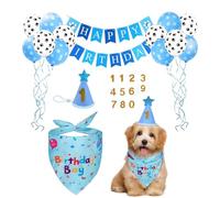 LEBKFT Adjustable Dog Birthday Hat Bandana Set, Reusable Puppy Cat Party Accessories Celebration Decor with Glitter Numbers Give It along with The Birthday Cake as Gift for Beloved Pet (Banner1)