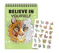 LEBKFT Animal Adult Colouring Book with 24 Patterns and Reference Cards for Stress Relief, Spiral Bound Colouring Books for Adults with Thick Paper Mindfulness Gift