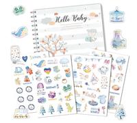 LEBKFT Baby Memory Book, My First Year Keepsake Journal 50 Pages Baby Record Books with 4Pcs Sticker Set for New Parents to Record Milestone Book from Birth for Boy Girl Thoughtful Gift (Type C)