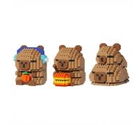 LEBKFT Capybara Building Blocks, 3PCS Cute Capybara DIY Mini Building Blocks Set Micro Bricks 3D Puzzle Bricks Animal Figures Micro Construction Gift for Teens Party Favors Birthday Daily Use (B)