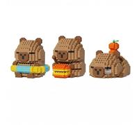 LEBKFT Capybara Building Blocks, 3PCS Cute Capybara DIY Mini Building Blocks Set Micro Bricks 3D Puzzle Bricks Animal Figures Micro Construction Gift for Teens Party Favors Birthday Daily Use (A)