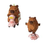 LEBKFT Capybara Building Blocks Set, 2PCS Mini Animal Micro Building Blocks Cute Capybara Creative DIY Micro Bricks 3D Puzzle Mini Animal Figures Gift for Party Birthday Home Decoration (Type B)