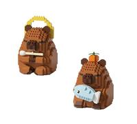 LEBKFT Capybara Building Blocks Set, 2PCS Mini Animal Micro Building Blocks Cute Capybara Creative DIY Micro Bricks 3D Puzzle Mini Animal Figures Gift for Party Birthday Home Decoration (Type C)