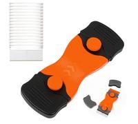 LEBKFT Double-Edged Scraper Tool with 15 Razor Blades, Non-Scratch Multi-Surface Super Scraper for Glass Oven Ceramic Hob Windows and Stickers with Ergonomic Handle & Safe Storage Cover