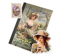 LEBKFT Elegance Series Sticker Book, 24 Sheets Light Vintage Die-Cut Stickers Handbook Material Stickers for Junk Journaling Scrapbooking Collage and Decorative Crafts (Blossom Allure)