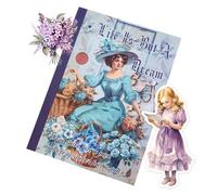 LEBKFT Elegance Series Sticker Book, 24 Sheets Light Vintage Die-Cut Stickers Handbook Material Stickers for Junk Journaling Scrapbooking Collage and Decorative Crafts (Dreamy Illusion)