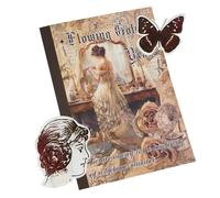 LEBKFT Elegance Series Sticker Book, 24 Sheets Light Vintage Die-Cut Stickers Handbook Material Stickers for Junk Journaling Scrapbooking Collage and Decorative Crafts (Flowing Golden Dears)