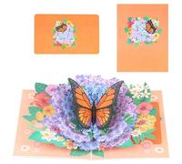 LEBKFT Floral Butterfly Pop Up Card, 3D Birthday Cards with Envelope and Blank Note Greeting Card Gifts for Mum Wife and Daughter Anniversaries, Birthdays, and Festival (Orange)